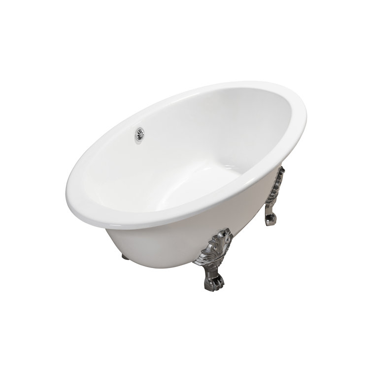 StreamlineBath 65" x 35" Soaking Porcelain Enameled Cast Iron Bathtub